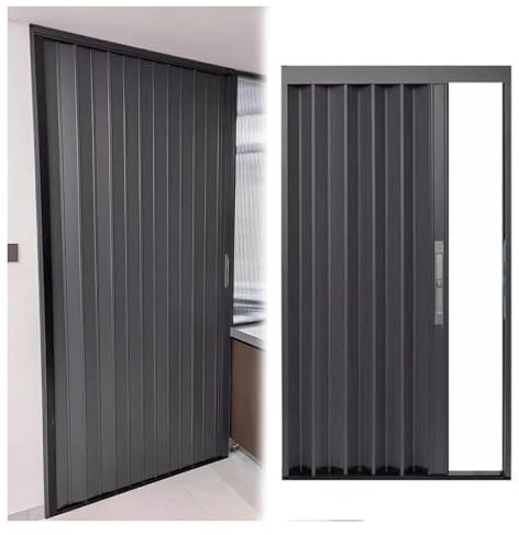 Accordion Folding Door Aluminum, Custom Size Invisible Sliding Doors with Lock and Keys, Greaseproof Water Proof Fireproof Room Dividers for Living Rooms Office(WxH 108x203cm (42 1/2 x 80))