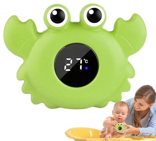 Crabe Baby Water Temperature Gauge - Thermomètre à bain flottant avec écran LCD | Moniteur de température de la baignoire de sécurité pour les bébés, les enfant et les soins de grossesse | Design de