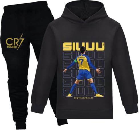 Temolie Kinder Trainingsanzüge Hoodie Joggers Hosen 2-teilige Jungen Mädchen Casual Football Print Kleidung Sweatshirt Sets 4-13 Jahre Trainingsanzug Outfits