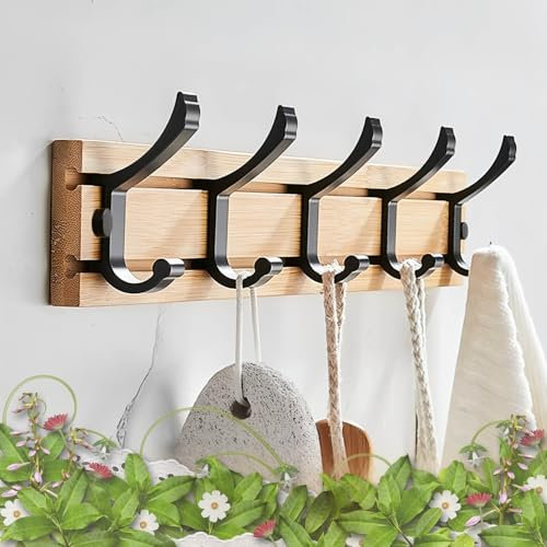 Generisch Garderobenständer Zur Wandmontage – Doppelte Doppelhaken, Haken Können Verschoben Werden, Garderobenhakenleiste Aus Metall for Mantel, Hut, Handtuch, Geldbörse, Bademäntel(60cm/23.62inch)