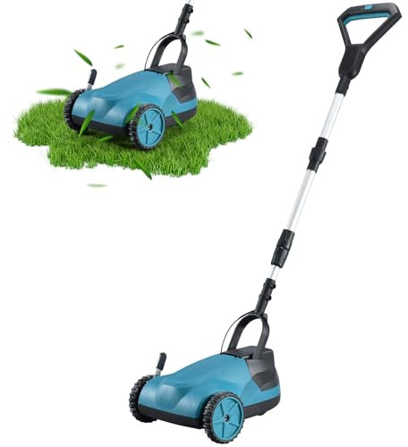 Tondeuse à gazon manuelle sans fil 21 V, moteur sans balais, hauteur de coupe réglable 26 à 56 mm, légère et flexible, poignée ergonomique, idéale pour les petites pelouses jusqu'à 50 m² (sans