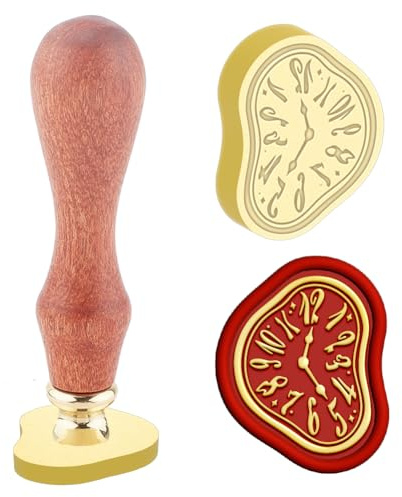 Hobbspring Uhr Vintage Wachssiegel Stempel Magische Uhr Siegelwachs Stempel 19.5x25mm Abnehmbarer Messingstempelkopf Mit Holzgriff Für Schulsachen Geschenkverzierung Dekor Zurück zur Schule