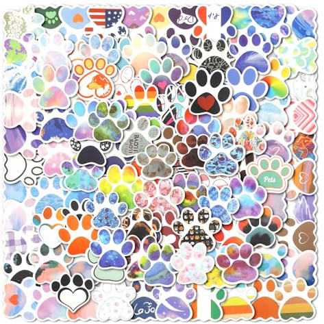 180 Stück Pfotenabdruck-Aufkleber,bunte Hundepfotenabdruck,wasserdichte Vinyl-Aufkleber,selbstklebende süße Welpenpfotenabdrücke für Wasserflasche,Skateboard,Gepäck, Erwachsene, Laptop