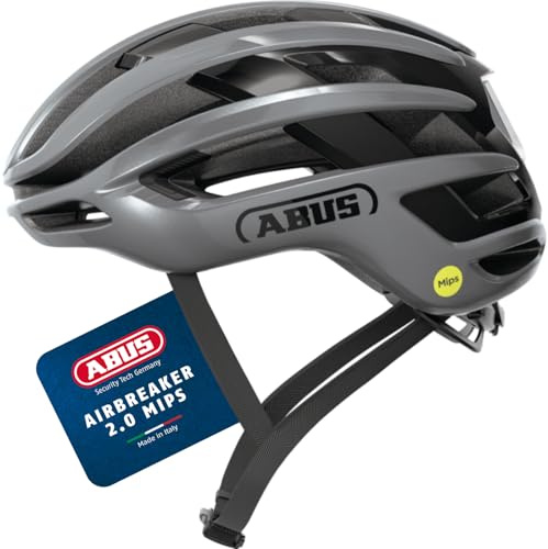 ABUS AirBreaker 2.0 MIPS Lightweight Road Bike Helmet, Graphite Silver, S
