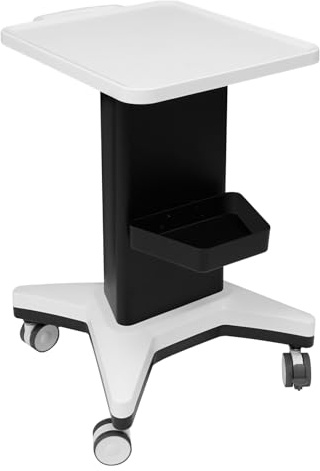 Beauty Salon Trolley Kosmetikwagen mit Universalrädern Laborwagen Geräterollwagen Schönheitswagen 45x40 cm Plattform 60 kg Belastbarkeit (Weiß+Schwarz)