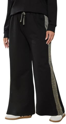 Yours Curve Shimmer Side Stripe Wide Leg Joggers - Women's - Plus Size Curve