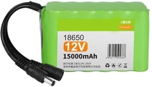 Lithium-ion Battery Pack 12V 15000mAh 3S6P Rechargeable Lithium Battery for LED Light Electronic Devices with DC Plug and Charger