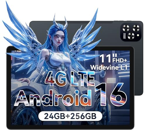 KINGRID Tablet 11 Pollici in Offerta, 24 GB+256 GB(4 TB TF), Android 16 | Tablet con Sim, Octa-core, 1920*1200 FHD+, 8000 mAh, 16 MP+8 MP, Gemini AI, Widevine L1 (4 Anni di Garanzia)