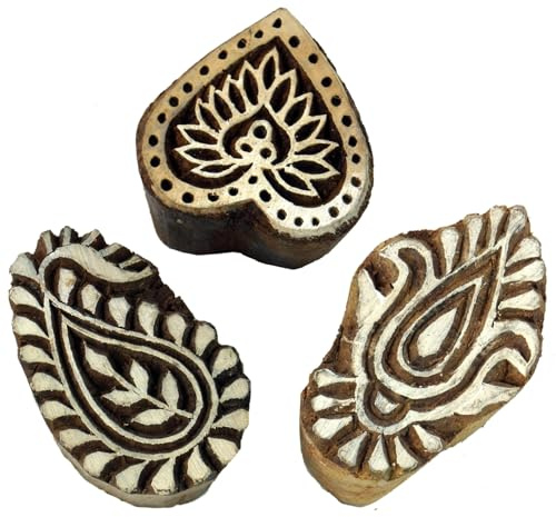 Indischer Holz Stoffdruckstempel, Mandala 1, Set 6 | Handgeschnitzt, ideal für vielseitige Drucke, auch als Wanddeko, traditionelles Design, einfache Anwendung