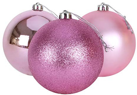 Christmas Concepts® Pack of 3 - Boules de Noël Extra Grandes de 150 mm (6) - Boules décorées Brillantes, Mates et Scintillantes (Rose Clair)
