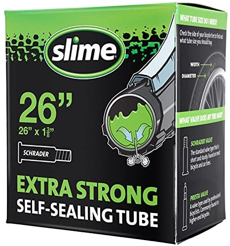 Slime 30044 Bike Inner Tube Puncture Sealant, Extra Strong, Self Sealing, Prevent and Repair, Schrader Valve, 26 x 1.375