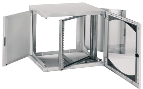 Schneider Electric NSYOPB12U5P Open Wall Box 12U, Folding Door with 19 Glass R7035, 500mm x 650mm x 600mm, Grey