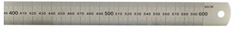 hedue® Stahllineal 600 mm - Stahlmaßstab mit Millimeterskala, rostfreies Edelstahl Metall Lineal, robustes Metalllineal 60 cm