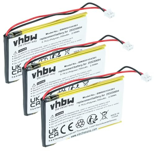vhbw 3X Akku kompatibel mit T-Com Speedphone 300 | schnurlos Festnetz Telefon (700 mAh, 3,7 V, Li-Ion)