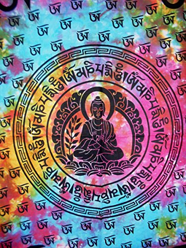 Om Buddha-Poster, Hippie-Wandteppich, indisches Wohnheim-Dekor, Boho-Wandkunst, Bohemian-Wandbehang, Größe 76,2 x 101,6 cm, Glücksbringer-Poster oder Wandsticker