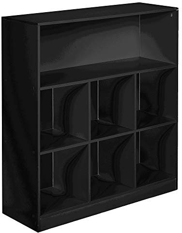 URBNLIVING Wide Wooden 7 Cube Bookcase Storage Unit (Black, Wide)