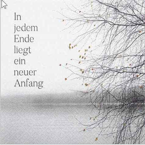 20 Servietten Trauer mit Spruch/Trauerfeier/Baum 33x33cm