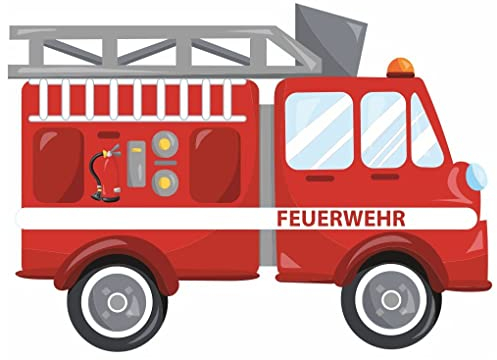 Samunshi® Cooles Feuerwehrauto Wandtattoo Feuerwehr Wandaufkleber Kinderzimmer - 30x22cm mehrfarbig