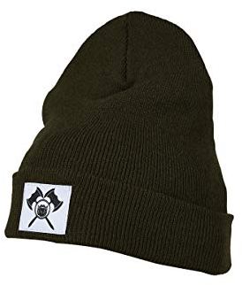 barTbaren – warme Beanie mit großem Axt Logo Patch – weiche Unisex Wintermütze für Damen und Herren im klassischen Schnitt in Olivgrün