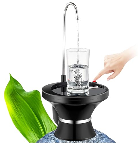 Black Water Dispenser, Automatic Electric Drinking Water Bottle Pump for 1-5 Gallon Jug– USB Rechargeable – Ultra-Hygienic BPA-Free Water Kettle Dispenser, Portable for Home Office Camping