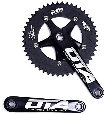 BIKECO Singlespeed-Fahrrad-Kurbelgarnitur, 170 mm, Kurbelarme, 130 BCD-Kettenrad, 48T Fixie-Kurbelgarnitur für Singlespeed-Fahrrad, Fixed Gear Fahrrad, Rennrad (schwarz)