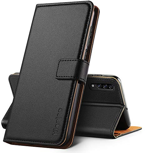 Hianjoo Hülle Kompatibel für Samsung Galaxy A30s, Handyhülle Tasche Premium Leder Flip Wallet Case Kompatibel für Samsung A50/A50S [Standfunktion/Kartenfächern/Magnetic Closure Snap], Schwarz