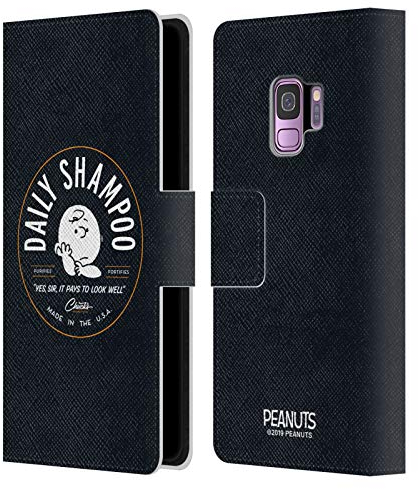 Head Case Designs Offizielle Peanuts Charlie Brown Shampoo Chuck's Friseurshop Leder Brieftaschen Handyhülle Hülle Huelle kompatibel mit Samsung Galaxy S9