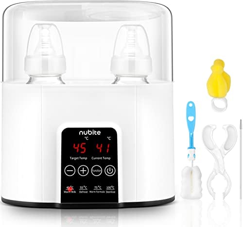 nubite Double Baby Bottle Warmer 24H Constant Mode for All Bottles, Breastmilk Baby Milk Heater, Heating Baby Food, Formula Water Warmer for Twins, Accurate Temperature Control