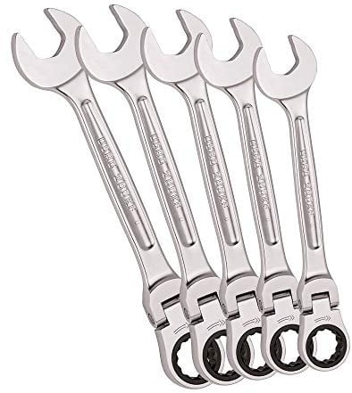 USAG U02856160 - 285 KF/SE5 - Juego de cinco llaves combinadas con carraca y articuladas con bisagra