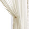 Treatmentex Transparente Vorhänge aus Leinen mit Pompon-Motiv für Wohnzimmer, Schlafzimmer, 183 cm lang, strukturiert, Fenstervorhang für Büro, 2 Stück