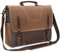 NEWHEY Sac Messenger Homme Sacoches Ordinateur Portable Cuir Vintage Toile Sac à Bandoulière Homme Imperméables Mallette d'affaires pour Travail et Scolaire 15.6 Marron