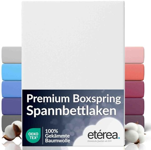 etérea Extra Jersey Spannbettlaken 120x200-120x220 cm Weiss bis 35cm | 100% gek. Baumwolle 160 g/m² Spannbetttuch · bis 35 cm Steghöhe für Boxspring & Wasserbett · OEKO-TEX Made in Green