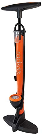 Fahrradpumpe Standpumpe - orange - Luftpumpe Fahrrad - Fußpumpe mit Manometer - Metall Fahrradpumpe - 11 bar - Standpumpe - Auto- Dunlop Sclaverantventil - Radkoo