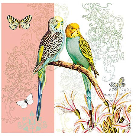 Ambiente Servietten, Vögel, Papageien, 33 x 33 cm, Korallenrot, 20 Stück