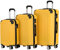 BEIBYE Zwillingsrollen Hardcase Reisekoffer Koffer Trolleys Hartschale in XL-L-M in 14 Farben (Gelb, Kofferset)