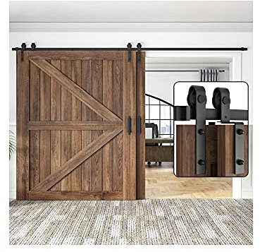 GIFSIN 10FT/305cm Sliding Barn Door Kit - Hardware for Double Door - Max Width 152cm