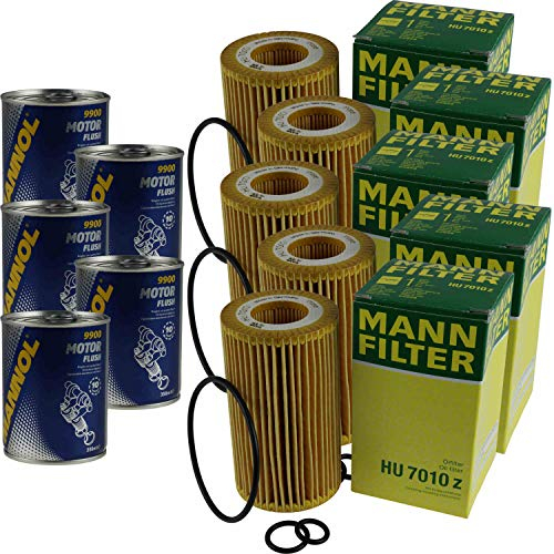 QR-Parts Set 85471141 HU 7010 z 9900 5x Original MANN Ölfilter + SCT Motor Flush Motorspülung