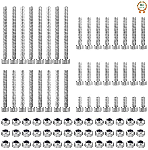 160 PCS Nuts and Bolts M5 Bolts and Nuts set 10/20/30/40/55mm M5 Screws Set 304 Stainless Steel Allen Key Bolts for Machine Furniture Bike Car and Ship