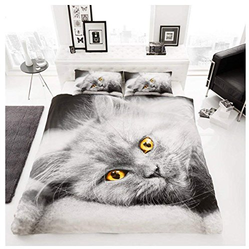 GC GAVENO CAVAILIA Wildlife Duvet Cover, 3D Animal Bedding Set, 3D Cat, King, 659044