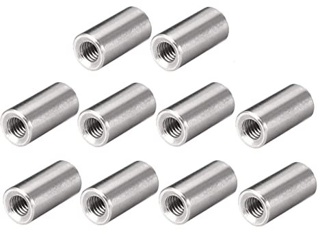 TERF® M8 (8mm) X 30mm Long Round Coupling Nut Female Threaded Bar Rod Studding Connector Round Deep Nut For Home Office Workshop Industrial Constructor and Multi Purpose Use - Pack of 10