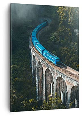 Bilder auf Leinwand Zug Hogwarts Express Leinwandbild mit Rahmen 50x70cm Wandbilder Dekoration Wohnzimmer Schlafzimmer Küche Deko Groß Wanddeko Bild Wand Kunstdruck Art Wall Decor Canvas PA50x70-5132