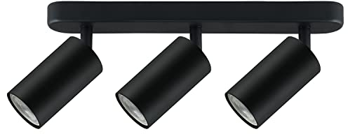 Maclean MCE453 B Deckenstrahler 3-Flammig 3x GU10 Fassung für LED & Halogen Leuchtmittel bis 35W Deckenleuchte Wandstrahler 55x100mm Drehbar Schwenkbar (3-Flammig ohne Leuchtmittel, Schwarz)