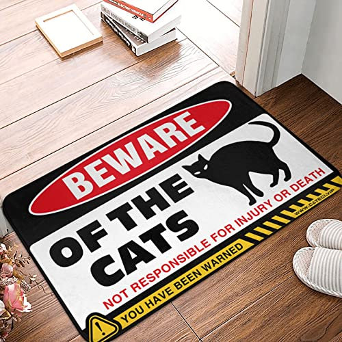COTECI Thankful Door Mat Beware Of Cats Mat Funny Bathroom Art Posters Doormat Funny (Size : 65X90CM)