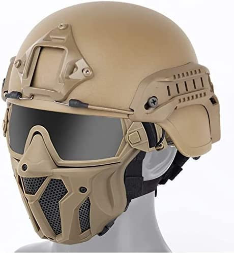 Taktischer Schnellhelm mit abnehmbarer Anti-Beschlag-Brille und atmungsaktiver Maske, für Airsoft, Paintball, Jagd und Schießen, CS Outdoor-Sportarten