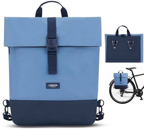LARKSON Fahrradtaschen für Gepäckträger Damen & Herren Blau - Tammo Bike - 2 in 1 Fahrrad Tasche Rucksack & Gepäckträgertasche Hinten - Wasserabweisend