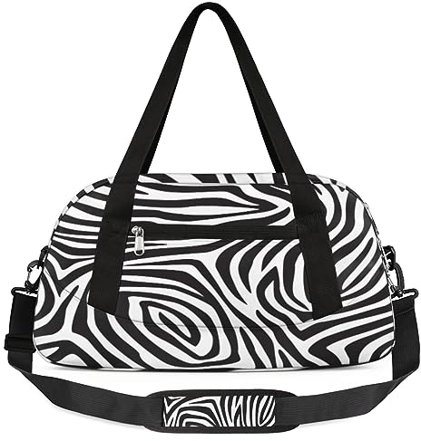 Sporttasche mit Zebra-Muster, gestreift, Zebra-Sport, Turnbeutel, Übernachtungsbeutel, wasserdicht, für Wochenende, Übernachtung, Reisen, Handgepäck, Gymnastik, Tanz, Tragetasche, kleine Seesack,