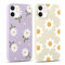 Yoedge 2 Stück HandyHülle für iPhone 12 / iPhone 12 Pro Hülle 6,1, Mädchen Schutzhülle Blumen Muster Aesthetic Design,Frauen Geschenk Weich TPU Silikon Stoßfest Cover Case für iPhone 12, Lila Blume