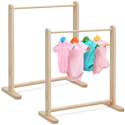 Barydat Kleines Holzregal zum Verkleiden, 22,1 x 9,5 x 24,4 cm (B x T x H), Mini-Kleiderständer für Puppenkleidung, Organizer, Geschenk für Eltern