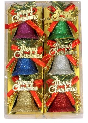 Amagogo 6 Stück Weihnachtsglocken zum Aufhängen, Ornament, Weihnachtsdekoration, Zubehör, neuartige mehrere Farben für Geschäfte, Büros, exquisit, KLEIN