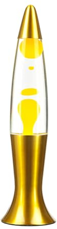 Easylight Lavalampe Aluminium Glas Gelb Klar Wohnzimmer Jugendzimmer H:40 cm G9 inklusive Leuchtmittel stimmungsvolle Retro Tischleuchte ROXY